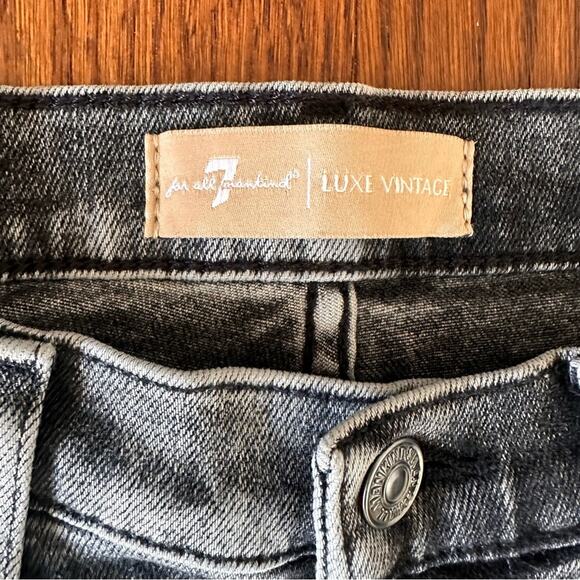 Seven for all Mankind Luxe Vintage High Waist Cropped Straight Felix Black w27 - Picture 8 of 11